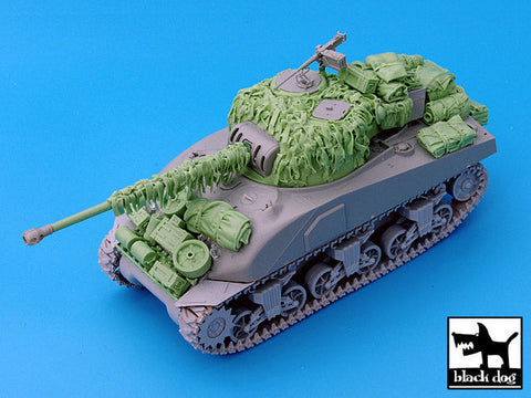 ブラックドッグ T35028 1/35 イギリス M4シャーマン戦車ファイアフライ 麻布テープ・カモフラージュネット