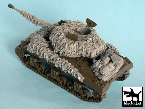 ブラックドッグ T48046 1/48 イギリス M4シャーマン戦車ファイアフライ 麻布テープ・カモフラージュネット