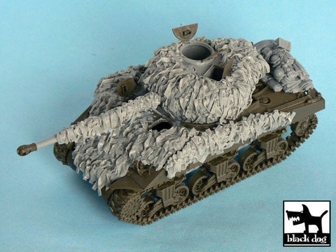 ブラックドッグ T48046 1/48 イギリス M4シャーマン戦車ファイアフライ 麻布テープ・カモフラージュネット