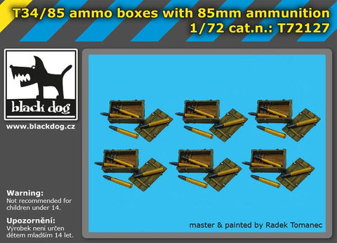 ブラックドッグ T72127 1/72 T34/85 弾薬箱 ＆ 85 mm 弾薬