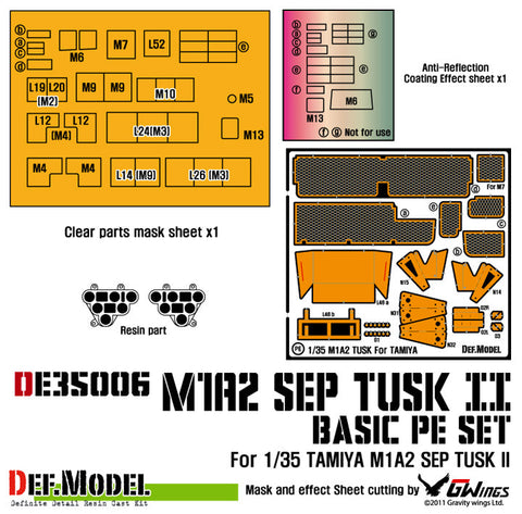 DEFモデル DE35006 1/35 M1A2 SEP エイブラムス TUSK II ベーシックエッチングパーツセット (タミヤ用)
