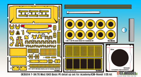 DEFモデル DE35014 1/35 WWII ロシア T-34/76 ベーシックエッチングパーツセット (アカデミー/ICM/レベル用)