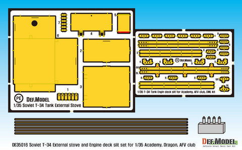 DEFモデル DE35016 1/35 T-34 外付けストーブ・エンジンデッキスリットセット(アカデミー/ドラゴン用)