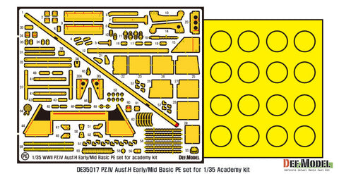 DEFモデル DE35017 1/35 IV号戦車H型初期-中期 ベーシックエッチングパーツセット (アカデミー/ 他キット用)