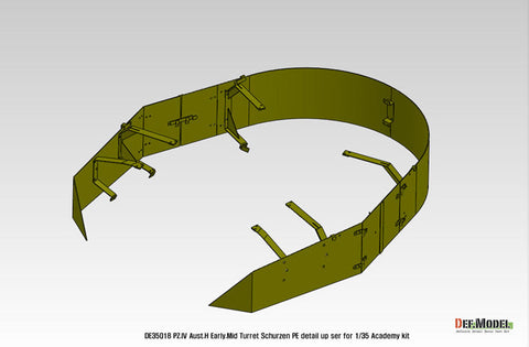 DEFモデル DE35018 1/35 IV号戦車H型初期-中期 砲塔シュルツェンエッチングパーツセット (アカデミー/ 他キット用)