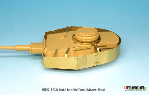DEFモデル DE35018 1/35 IV号戦車H型初期-中期 砲塔シュルツェンエッチングパーツセット (アカデミー/ 他キット用)