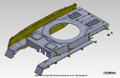 DEFモデル DE35019 1/35 IV号戦車H型初期-中期 車体シュルツェンエッチングパーツセット (アカデミー/ 他キット用)