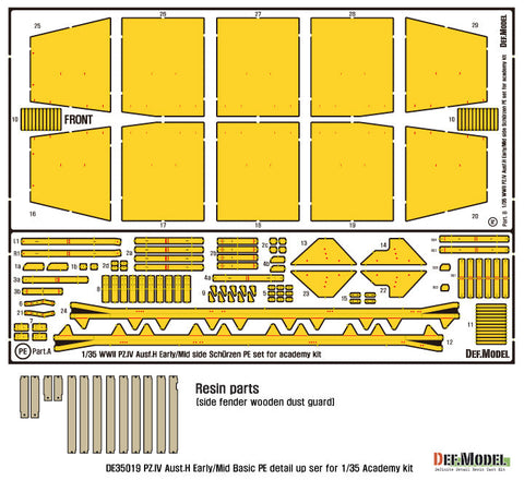 DEFモデル DE35019 1/35 IV号戦車H型初期-中期 車体シュルツェンエッチングパーツセット (アカデミー/ 他キット用)