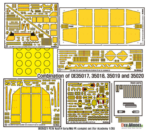 DEFモデル DE35021 1/35 IV号戦車H型初期-中期 エッチングパーツコンプリートセット (アカデミー/ 他キット用)
