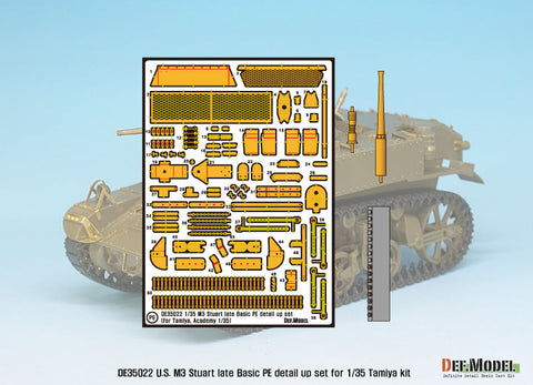 DEFモデル DE35022 1/35 アメリカ M3 スチュアート 後期型 ベーシックエッチングパーツセット (タミヤ/ アカデミー用)