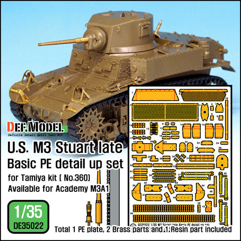 DEFモデル DE35022 1/35 アメリカ M3 スチュアート 後期型 ベーシックエッチングパーツセット (タミヤ/ アカデミー用)