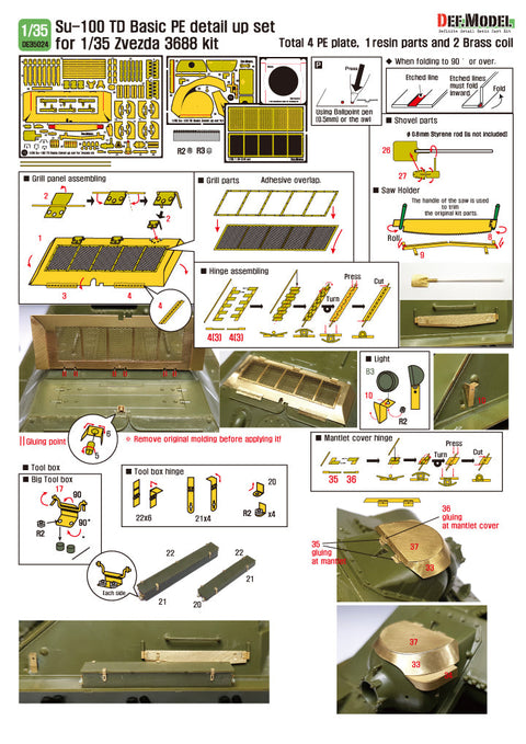 DEFモデル DE35024 1/35 SU-100 ベーシックエッチングパーツセット (ズベズダ新キット用)