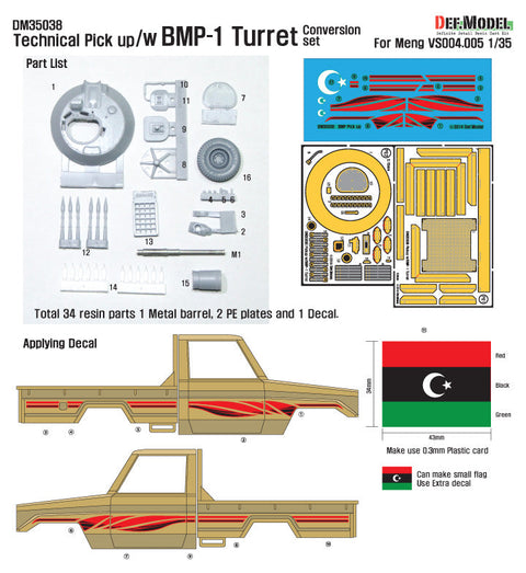 DEFモデル DM35038 1/35 テクニカルピックアップ BMP-1砲塔コンバージョンセット (モンモデル VS004.005用)