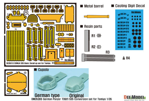 DEFモデル DM35066 1/35 ドイツ 739(f用) ソミュア S35 中戦車 ドイツ軍仕様改造セット (タミヤ用)