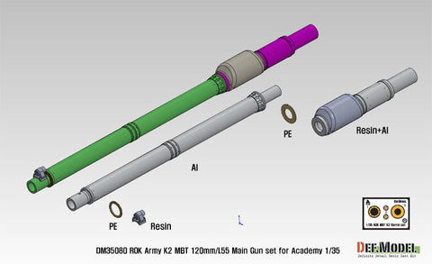 DEFモデル DM35080 1/35 韓国陸軍 K2 ブラックパンサー 金属砲身セット (アカデミー用)