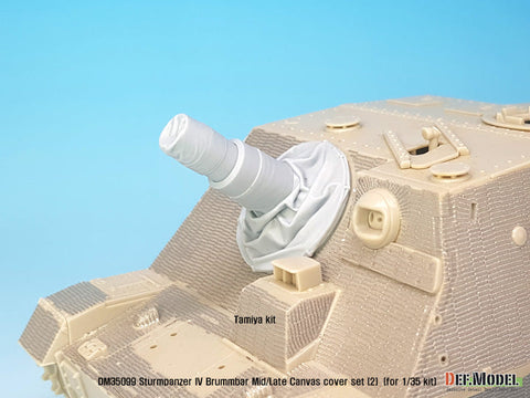 DEFモデル DM35099 1/35 IV号突撃砲戦車 ブルムベア 中後期型 主砲キャンバスカバーセット 2 ハイアングル