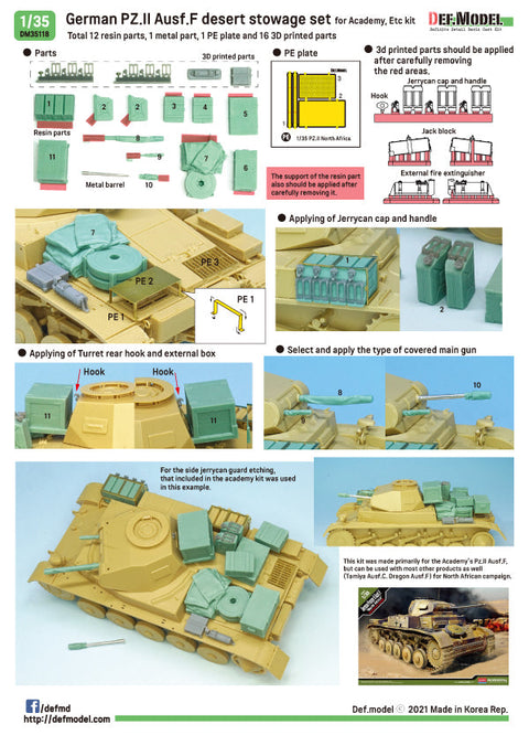 DEFモデル DM35118 1/35 ドイツ II号戦車F型 アフリカ戦線車載収納セット(各社対応)