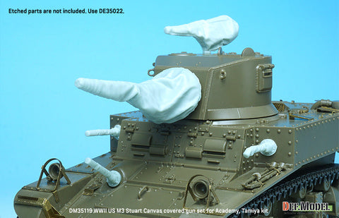 DEFモデル DM35119 1/35 WWII アメリカ M3 スチュアート キャンバスカバーで覆われた砲身セット (アカデミー/ タミヤ用)