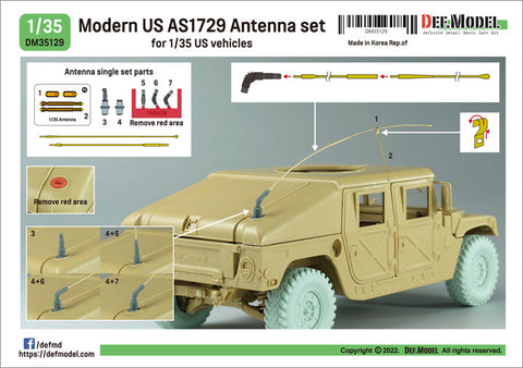 DEFモデル DM35129 1/35 現用 アメリカ AS1729 アンテナ/アンテナ基部セット (アメリカ車両用)