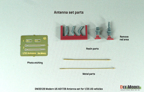 DEFモデル DM35129 1/35 現用 アメリカ AS1729 アンテナ/アンテナ基部セット (アメリカ車両用)