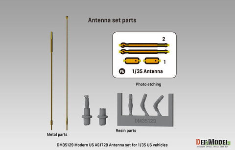 DEFモデル DM35129 1/35 現用 アメリカ AS1729 アンテナ/アンテナ基部セット (アメリカ車両用)