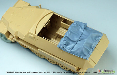 DEFモデル DM35143 1/35 WWII ドイツ Sd.kfz.251 Ausf.C キャンバスカバー 半開状態(アカデミー/ ドラゴン/ AFVクラブ用)