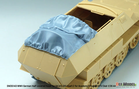 DEFモデル DM35143 1/35 WWII ドイツ Sd.kfz.251 Ausf.C キャンバスカバー 半開状態(アカデミー/ ドラゴン/ AFVクラブ用)