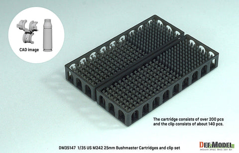 DEFモデル DM35147 1/35 アメリカ M242 25mm ブッシュマスター用薬莢&クリップ (各200個)(各社 M2/M3 LAV-25 APC用)