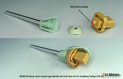 DEFモデル DM35154 1/35 ドイツ ヘッツァー 中期/後期型用 ショートタイプ防盾/砲身セット(アカデミー/ タミヤ/タコム用)