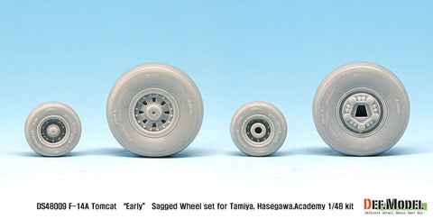 DEFモデル DS48009 1/48 F-14A トムキャット 初期型自重変形タイヤセット(タミヤ/ハセガワ用)