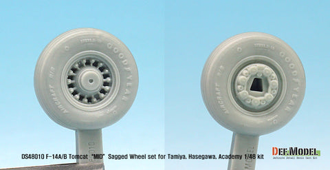 DEFモデル DS48010 1/48 F-14A/B トムキャット 中期型自重変形タイヤセット (タミヤ/ハセガワ用)