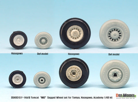 DEFモデル DS48010 1/48 F-14A/B トムキャット 中期型自重変形タイヤセット (タミヤ/ハセガワ用)