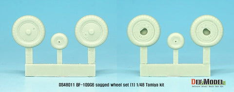 DEFモデル DS48011 1/48 メッサーシュミット Bf109G-6自重変形タイヤセット1 (タミヤ/ 他キット用)