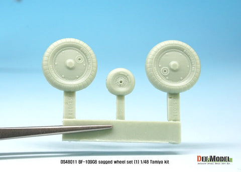DEFモデル DS48011 1/48 メッサーシュミット Bf109G-6自重変形タイヤセット1 (タミヤ/ 他キット用)