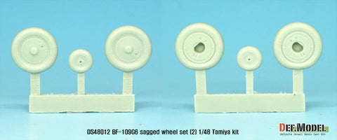 DEFモデル DS48012 1/48 メッサーシュミット Bf109G-6自重変形タイヤセット2 (タミヤ/他キット用)