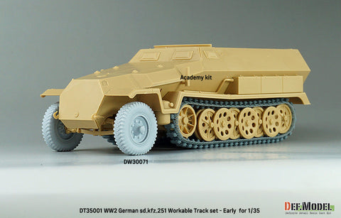 DEFモデル DT35001 1/35 WWII ドイツ Sd.kfz.251用初期型可動履帯セット (各社対応)