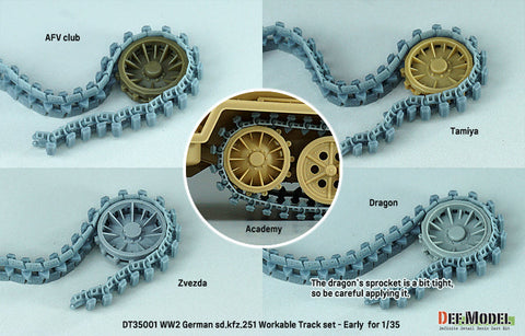 DEFモデル DT35001 1/35 WWII ドイツ Sd.kfz.251用初期型可動履帯セット (各社対応)