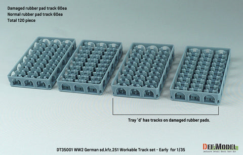 DEFモデル DT35001 1/35 WWII ドイツ Sd.kfz.251用初期型可動履帯セット (各社対応)