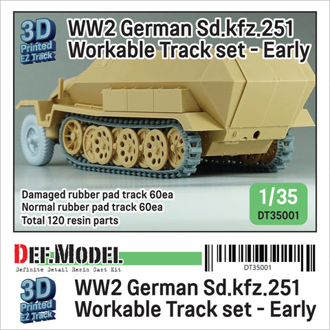 DEFモデル DT35001 1/35 WWII ドイツ Sd.kfz.251用初期型可動履帯セット (各社対応)