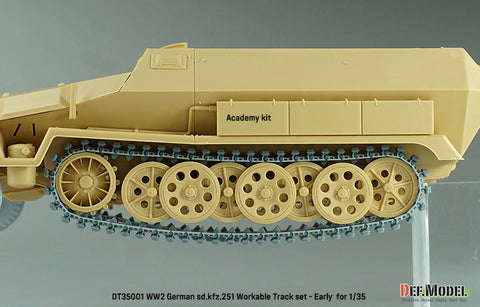 DEFモデル DT35001 1/35 WWII ドイツ Sd.kfz.251用初期型可動履帯セット (各社対応)