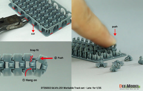 DEFモデル DT35002 1/35 WWII ドイツ Sd.kfz.251用後期型可動履帯セット (各社対応)