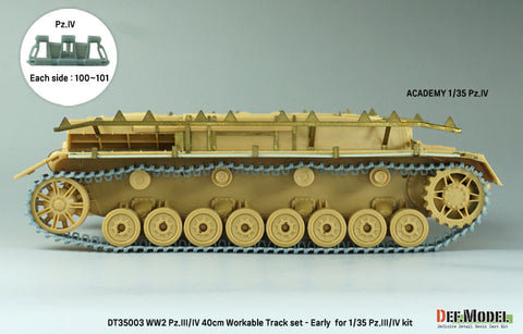 DEFモデル DT35003 1/35 WWII ドイツ III/IV号戦車用 40cm初期型可動履帯セット (各社対応)