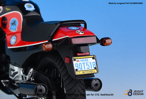 DEFモデル JD12001 1/12 GPZ900R Ninja デカールセット - ムービーコレクション No.4 (アオシマ用)