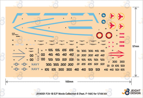 DEFモデル JD14001 1/144 F/A-18E/F スーパーホーネット デカールセット- ムービーコレクション No.6(レベル用)