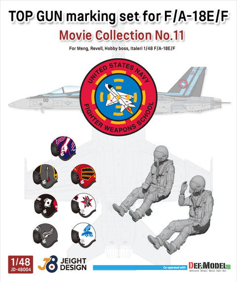 DEFモデル JD48004 1/48 F/A-18E/F スーパーホーネット デカールセット - ムービーコレクション No.11 フィギュア２体付き