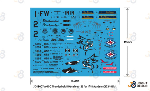 DEFモデル JD48007 1/48 USAF A-10C デカールセット (2) (アカデミー用)