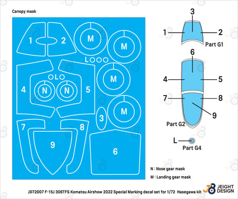 DEFモデル JD72007 1/72 F-15J 306SQ 小松航空祭 2022 - マーベリックスペシャル デカールセット(ハセガワ用)