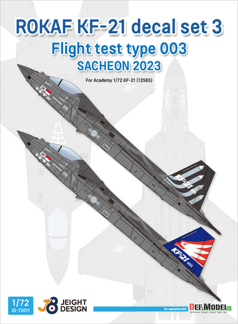 DEFモデル JD72011 1/72 韓国空軍 KF-21 ポラメ 3 - フライトテスト No.003 サチョン2023 (アカデミー用)