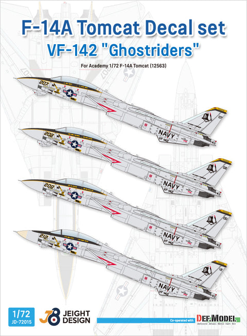 DEFモデル JD72015 1/72 F-14A VF-142 デカールセット(アカデミー用)