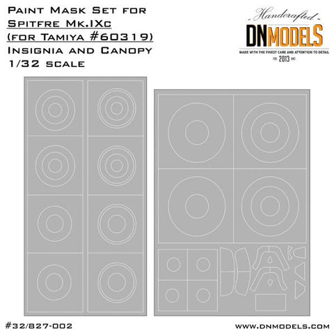 DNモデル 32/827-002 1/32 スピットファイア Mk.IXc - キャノピーマスク + ラウンデル(タミヤ 60319用)